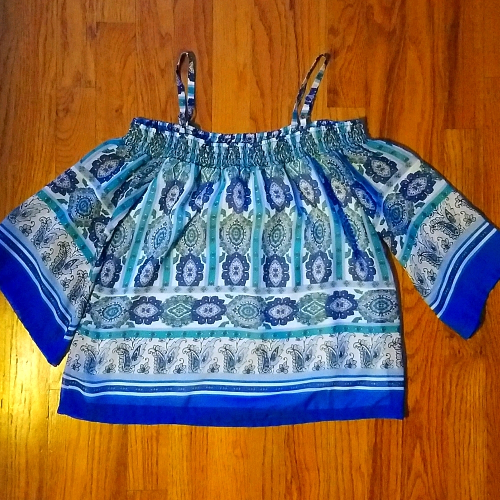 Blue off the shoulder top